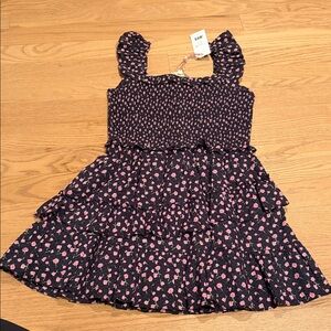 LoveShackFancy Pink and Black Ruffled Dress